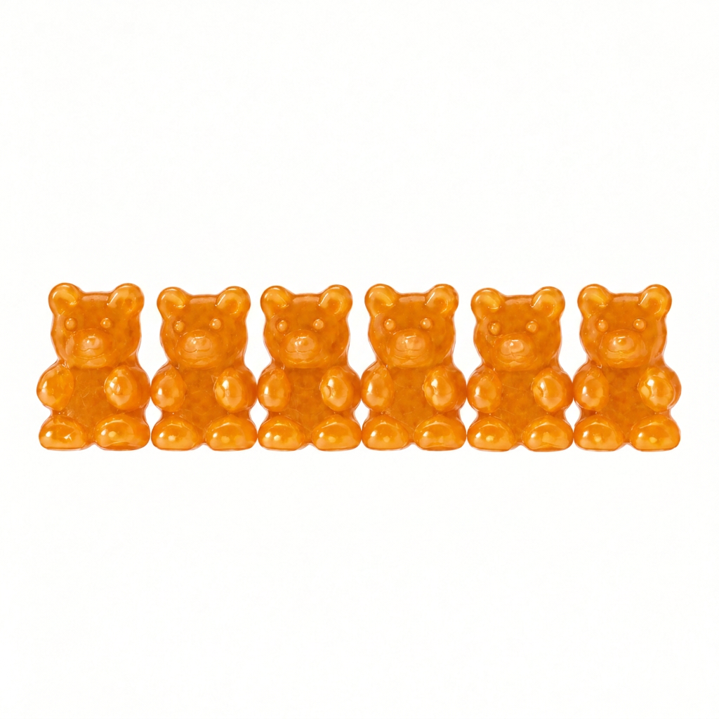 Oursons alignés orange doré